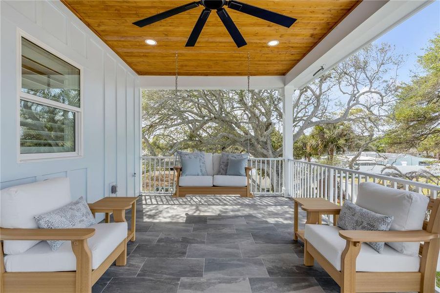 Exterior details and patio area of a home in , New Smyrna Beach (Image 38).
