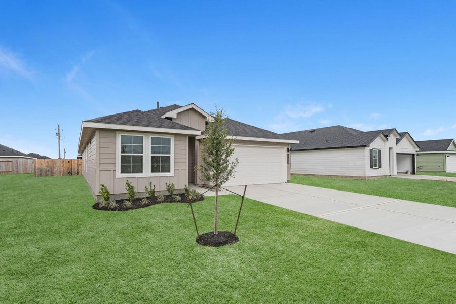 Front exterior of a new home in Reserve at Mallard Lakes, Orange, TX, highlighting curb appeal (Image 2). Front exterior of a new home in Reserve at Mallard Lakes, Orange, TX, highlighting curb appeal (Image 2).