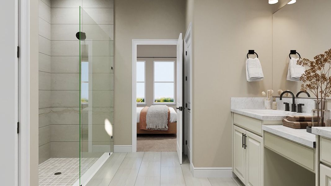 Furnished interior view inside a new home in Esplanade at Kingston, Estero (Image 7).