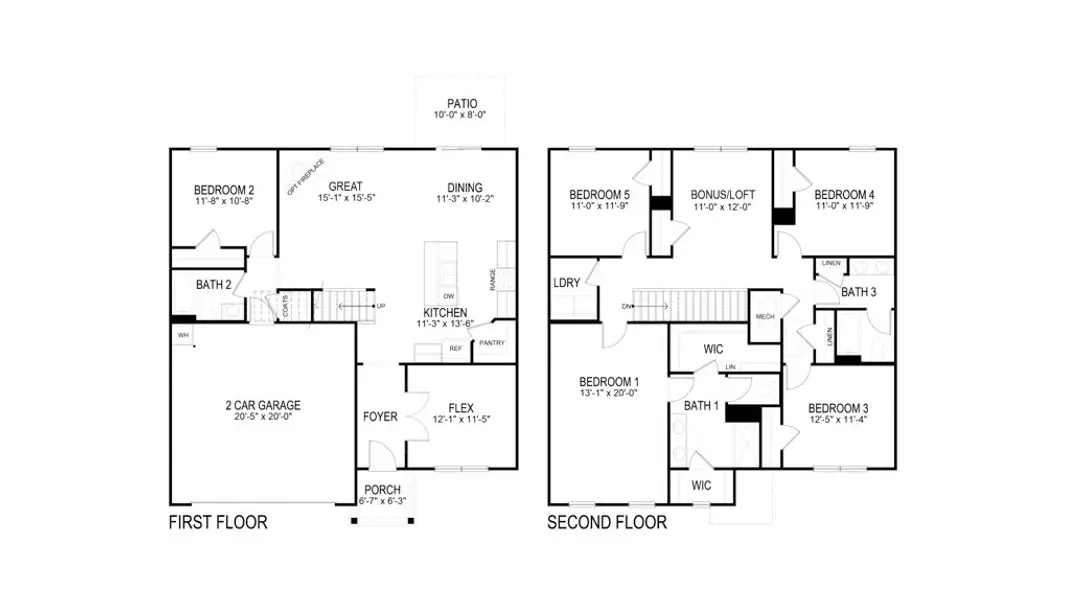 2D floor plan layout for the Hayden by D.R. Horton in Millstone Village, Morristown, TN (Image 3).