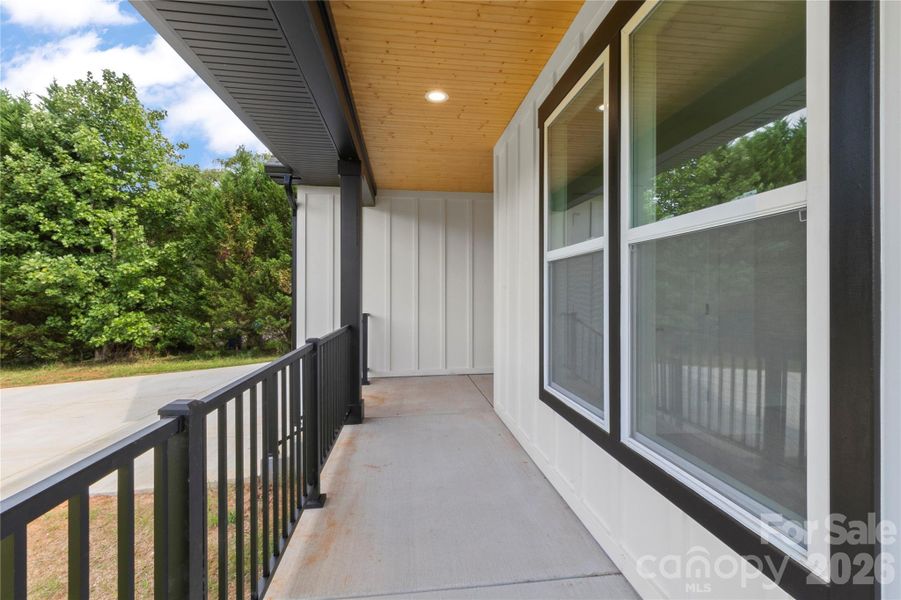 the wood ceiling is such a nice finish on front porch. The rear deck also has this upgrade feature.