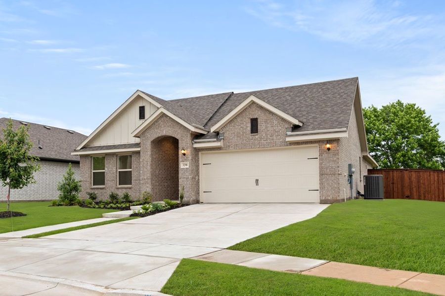 Representative exterior photo of a completed home built from the Austin by Impression Homes in DeBerry Reserve, Royse City, TX (Image 2). Representative exterior photo of a completed home built from the Austin by Impression Homes in DeBerry Reserve, Royse City, TX (Image 2).