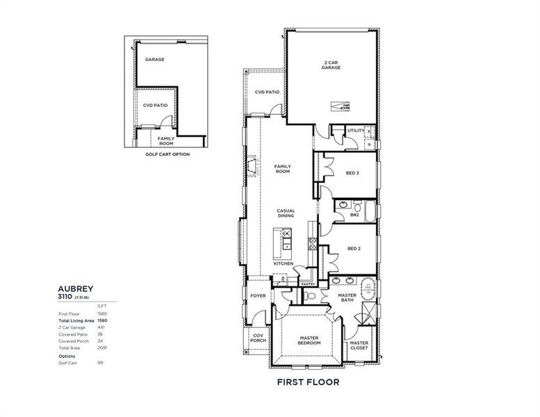 2D floor plan layout of this home in Cottages of Celina, Celina, TX (Image 4).