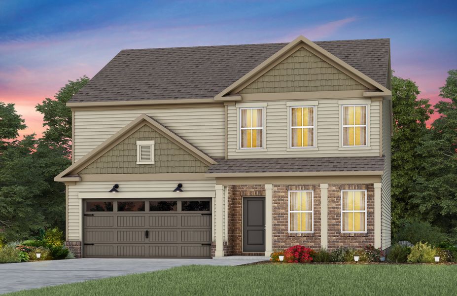 Front exterior of a new home in Riverstone, Monroe, NC, highlighting curb appeal (Image 19). Front exterior of a new home in Riverstone, Monroe, NC, highlighting curb appeal (Image 19).