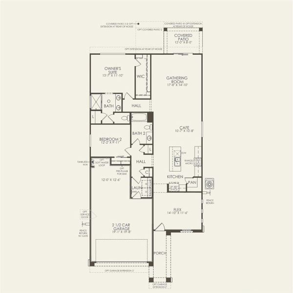 2D floor plan layout for the Hewitt II by Pulte Homes in Regent Hills - Meadow Series, Buckeye, AZ (Image 3).