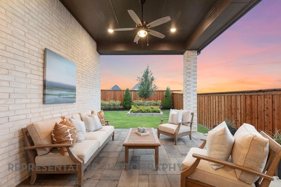 Exterior details and patio area of a home in Wolf Ranch: 51ft. lots, Georgetown (Image 20).