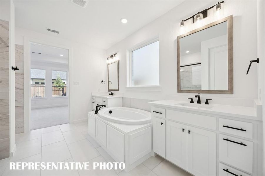 Plenty of room for two in this beautiful owner's bath.  REPRESENTATIVE PHOTO