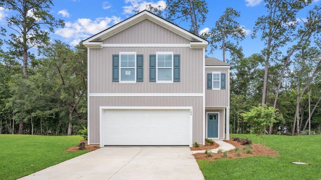 Representative exterior photo of a completed home built from the Elston by D.R. Horton in Longleaf Village, Rincon, GA (Image 1).