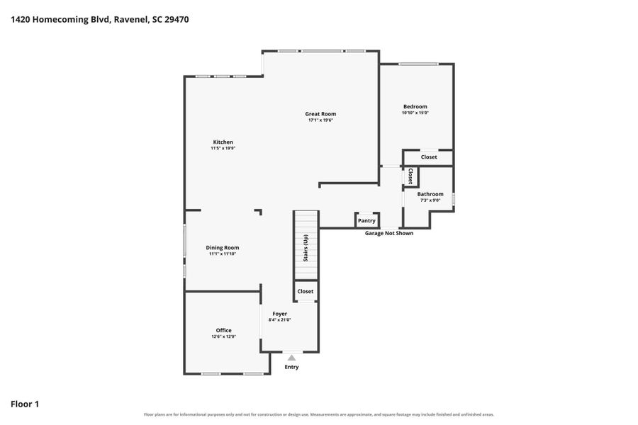 2D floor plan layout of this home in Homecoming, Ravenel, SC (Image 5).