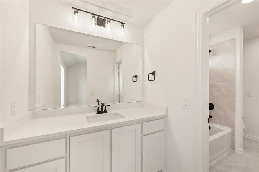 Furnished interior view inside a new home in Wildflower Ranch 60-65, Fort Worth (Image 17). Furnished interior view inside a new home in Wildflower Ranch 60-65, Fort Worth (Image 17).