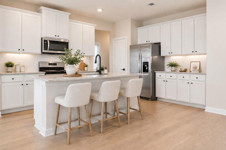 This photo of the kitchen has been virtually staged.