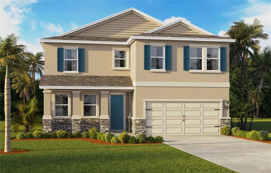 Front exterior of a new home in , Lakeland, FL, highlighting curb appeal (Image 1). Front exterior of a new home in , Lakeland, FL, highlighting curb appeal (Image 1).