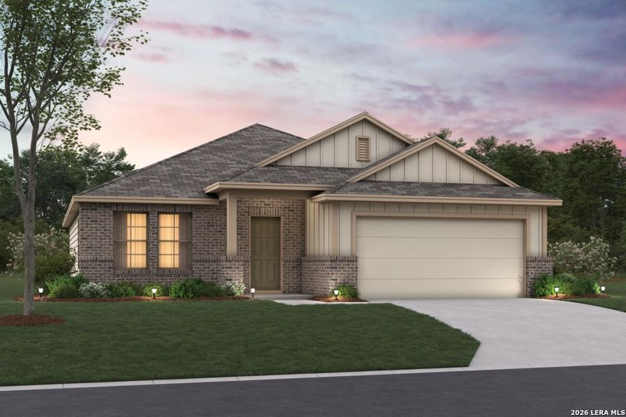 Front exterior of a new home in Vista Gardens, San Antonio, TX, highlighting curb appeal (Image 1). Front exterior of a new home in Vista Gardens, San Antonio, TX, highlighting curb appeal (Image 1).