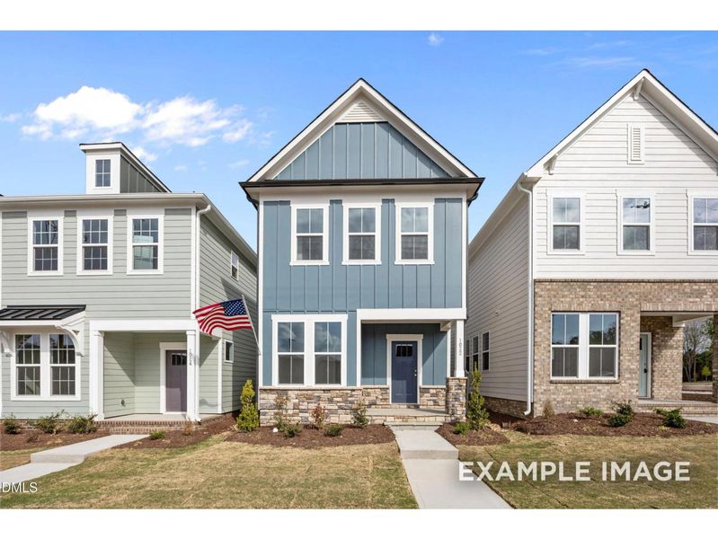 Front exterior of a new home in Forestville Yard, Knightdale, NC, highlighting curb appeal (Image 1). Front exterior of a new home in Forestville Yard, Knightdale, NC, highlighting curb appeal (Image 1).