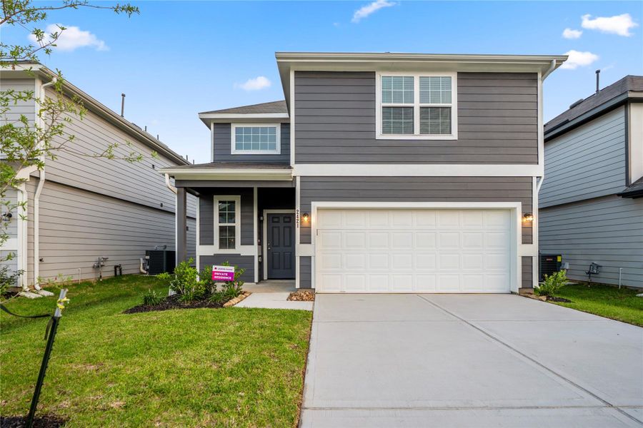 Front exterior of a new home in , Conroe, TX, highlighting curb appeal (Image 1). Front exterior of a new home in , Conroe, TX, highlighting curb appeal (Image 1).