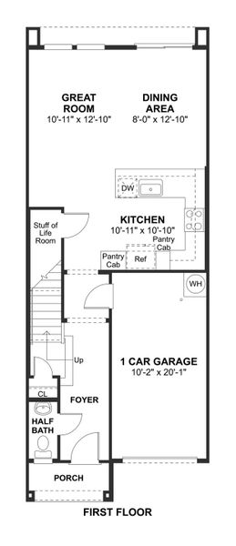 2D floor plan layout for the Orinda by K. Hovnanian® Homes in Urban at South Mountain, Phoenix, AZ (Image 3).