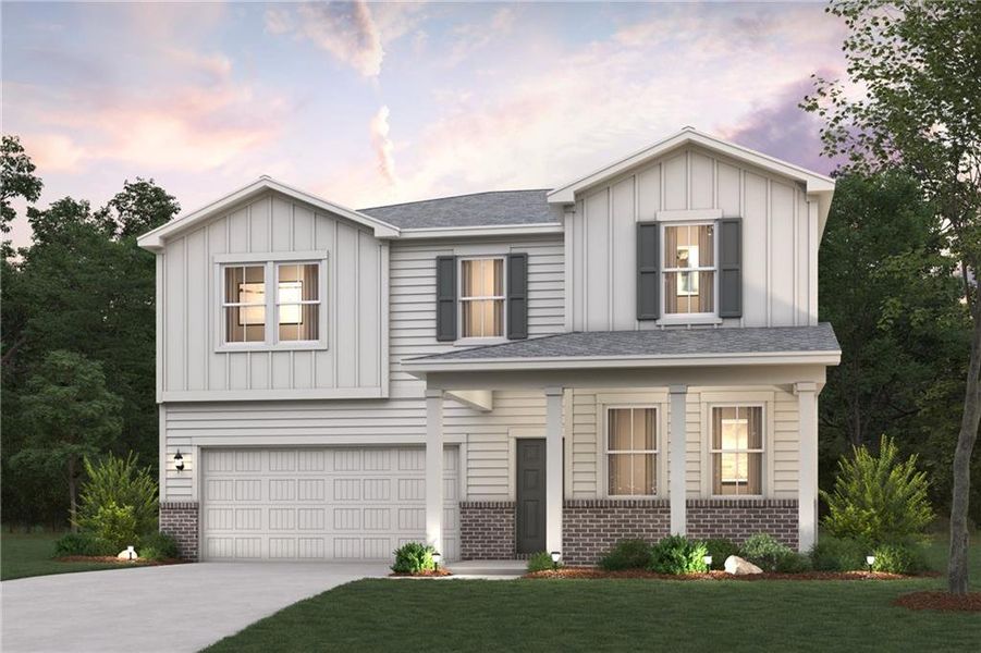 Front exterior of a new home in Reserve at Gum Springs, Jefferson, GA, highlighting curb appeal (Image 1).
