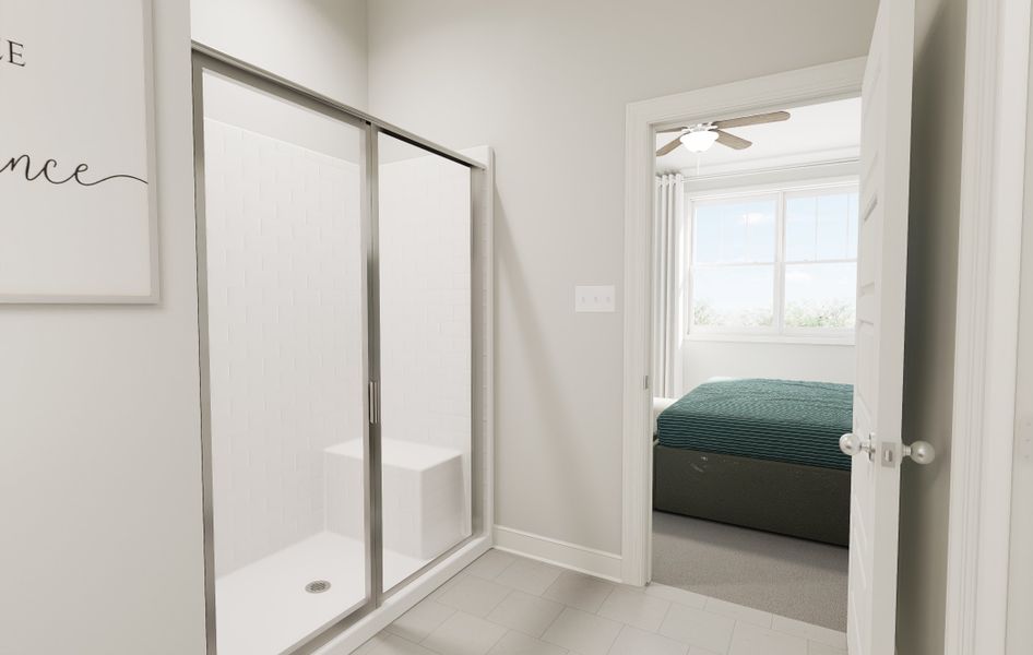 Spa Inspired Owner’s Bathroom in The Harrington