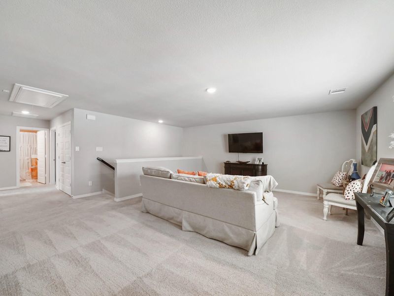 This versatile game room is complemented by two adjacent hallway closets, offering exceptional storage and making it easy to keep the space organized for everyday living or entertaining.