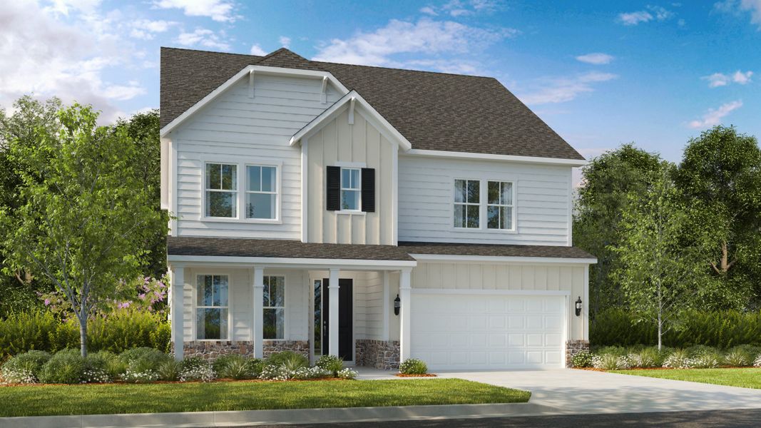 Representative exterior photo of a completed home built from the Leland by Taylor Morrison in Stafford at Langtree, Mooresville, NC (Image 24).