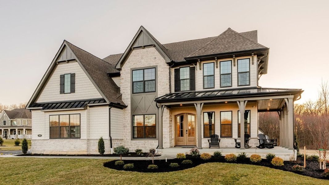 Representative exterior photo of a completed home built from the Devonshire by Keystone Custom Homes in McLean South Shore, Belmont, NC (Image 36).