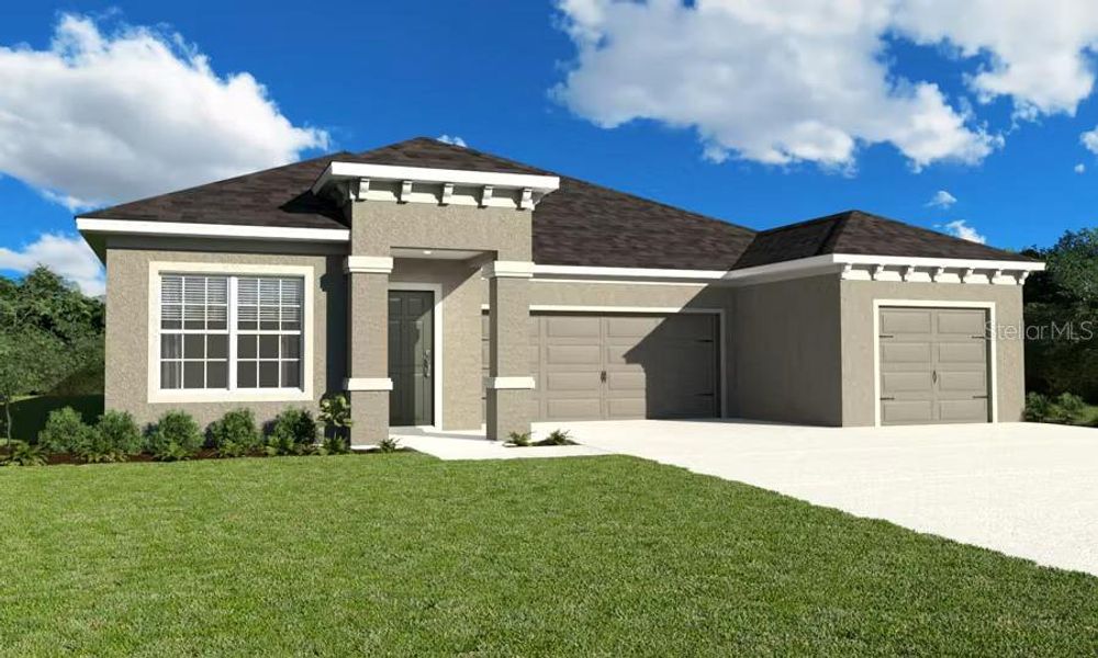 Front exterior of a new home in Touchstone, Lakeland, FL, highlighting curb appeal (Image 1). Front exterior of a new home in Touchstone, Lakeland, FL, highlighting curb appeal (Image 1).