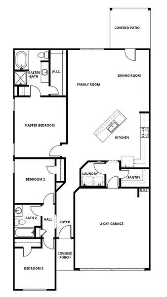 2D floor plan layout of this home in Canterra Creek, Iowa Colony, TX (Image 2).