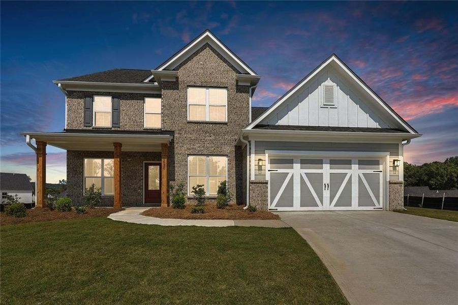 Front exterior of a new home in Berkeley Mill, Cumming, GA, highlighting curb appeal (Image 26).