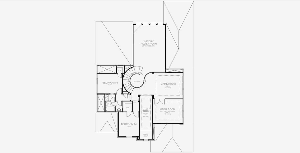 2D floor plan layout for the 3399W by Perry Homes in Windborne 100', Converse, TX (Image 6). 2D floor plan layout for the 3399W by Perry Homes in Windborne 100', Converse, TX (Image 6).