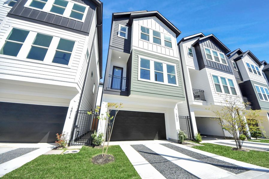 Front exterior of a new home in Skyline Homes at Cavalcade, Houston, TX, highlighting curb appeal (Image 25). Front exterior of a new home in Skyline Homes at Cavalcade, Houston, TX, highlighting curb appeal (Image 25).