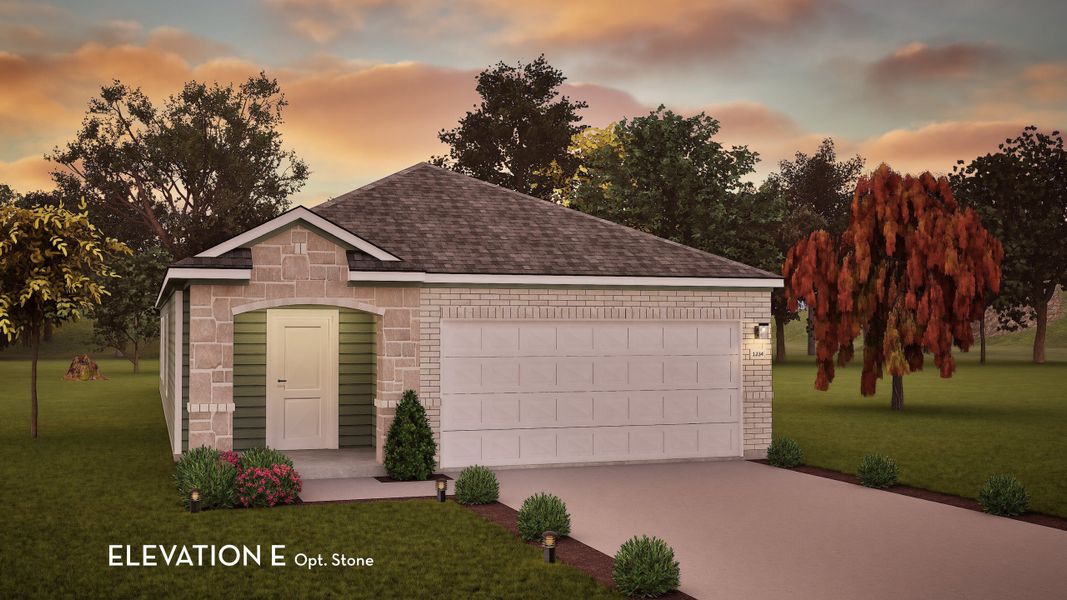 Representative exterior photo of a completed home built from the Pecan by CastleRock Communities in Windrose Green, Angleton, TX (Image 19).