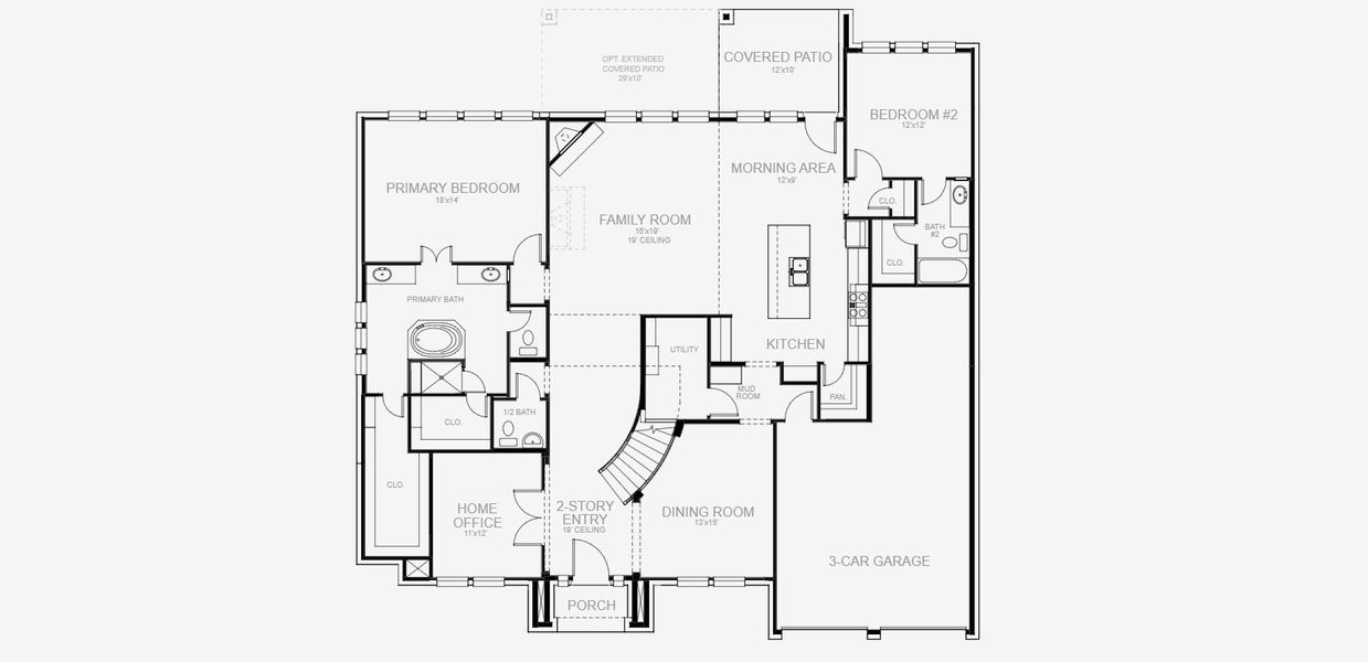 2D floor plan layout for the 3964W by Perry Homes in Jubilee 80', Hockley, TX (Image 3). 2D floor plan layout for the 3964W by Perry Homes in Jubilee 80', Hockley, TX (Image 3).