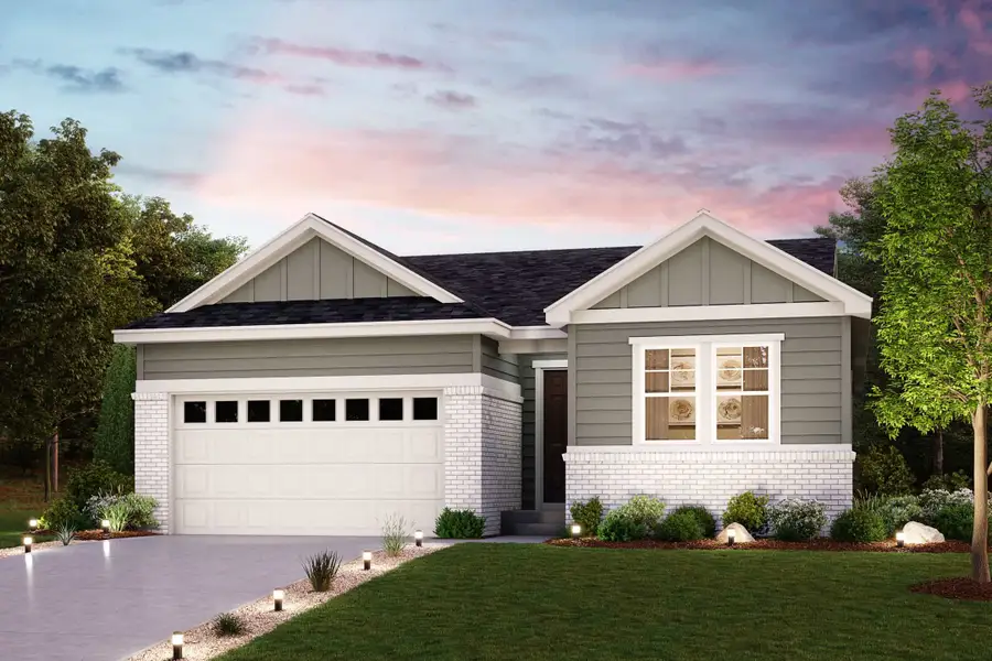 Front exterior of a new home in The Overlook at Johnstown Farms, Johnstown, CO, highlighting curb appeal (Image 1). Front exterior of a new home in The Overlook at Johnstown Farms, Johnstown, CO, highlighting curb appeal (Image 1).