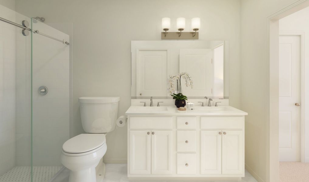 Primary bath with chrome accents