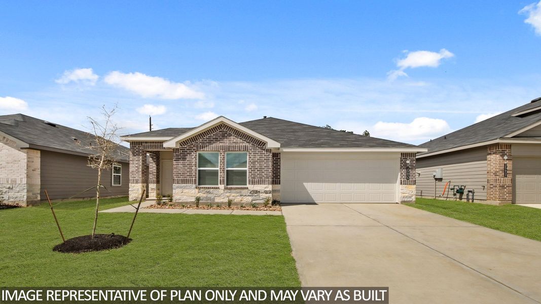 Representative exterior photo of a completed home built from the Camden by D.R. Horton in Grand Pines, Magnolia, TX (Image 14).