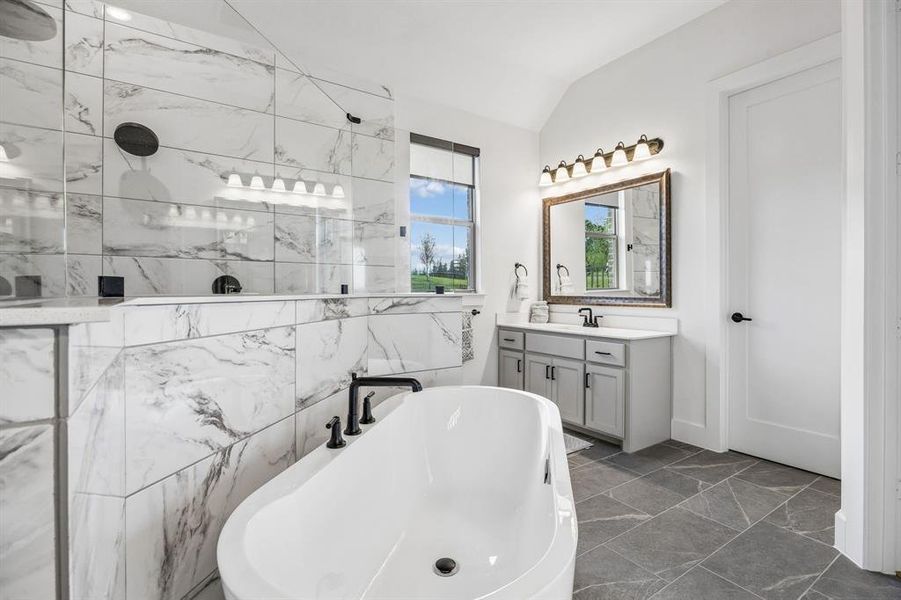 The bathroom of your dreams. Dual vanities, HUGE shower, soaking tub, separate water closet....what more could you ask for?