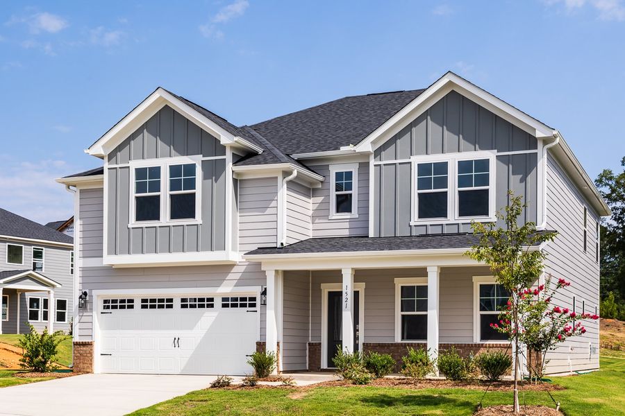 Representative exterior photo of a completed home built from the Bedford by Taylor Morrison in Hickory Grove, Sanford, NC (Image 23). Representative exterior photo of a completed home built from the Bedford by Taylor Morrison in Hickory Grove, Sanford, NC (Image 23).
