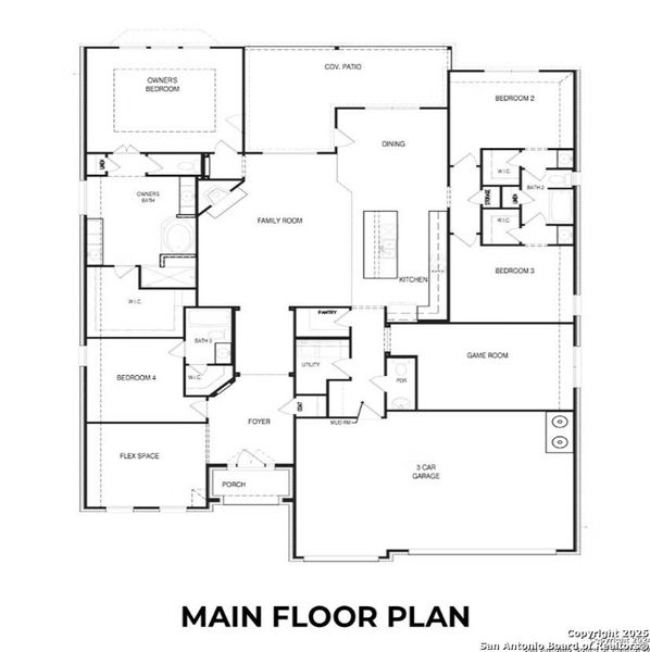 2D floor plan layout of this home in The Reserve at Potranco Oaks, Castroville, TX (Image 4).