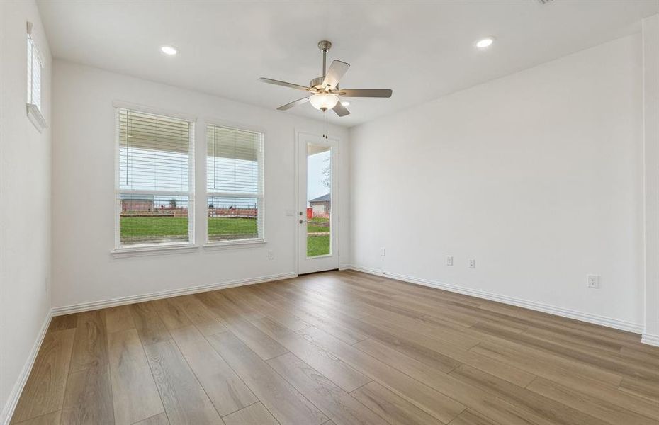 Gathering room with access to covered patio