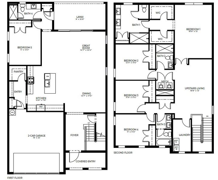 2D floor plan layout for the Ponte Vedra by D.R. Horton in Reserve at Jupiter, Jupiter, FL (Image 5).