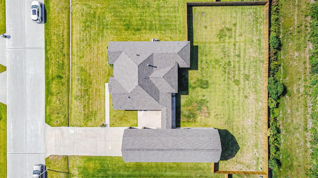 aerial of home on lot aerial of home on lot