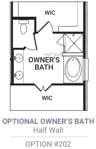 Master Bath – Tub Shower 1/2 Wall