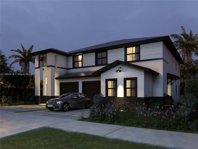 Front exterior of a new home in , Miami, FL, highlighting curb appeal (Image 1). Front exterior of a new home in , Miami, FL, highlighting curb appeal (Image 1).