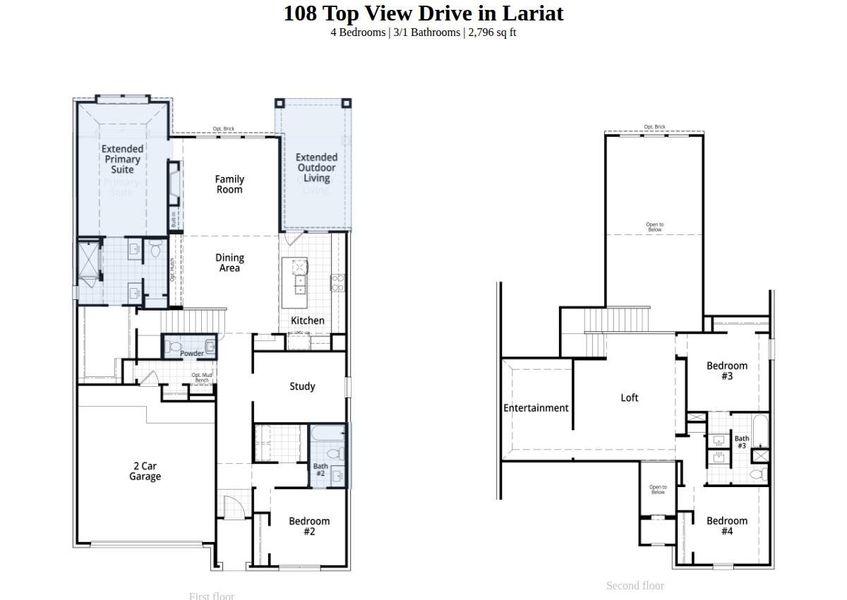2D floor plan layout of this home in Lariat, Liberty Hill, TX (Image 3).