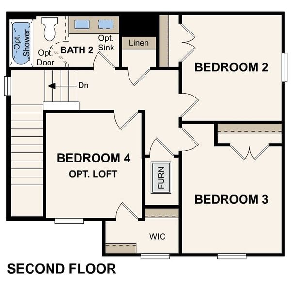 2D floor plan layout for the Hawthorn by Century Communities in Eastwood at Sonterra, Jarrell, TX (Image 5).