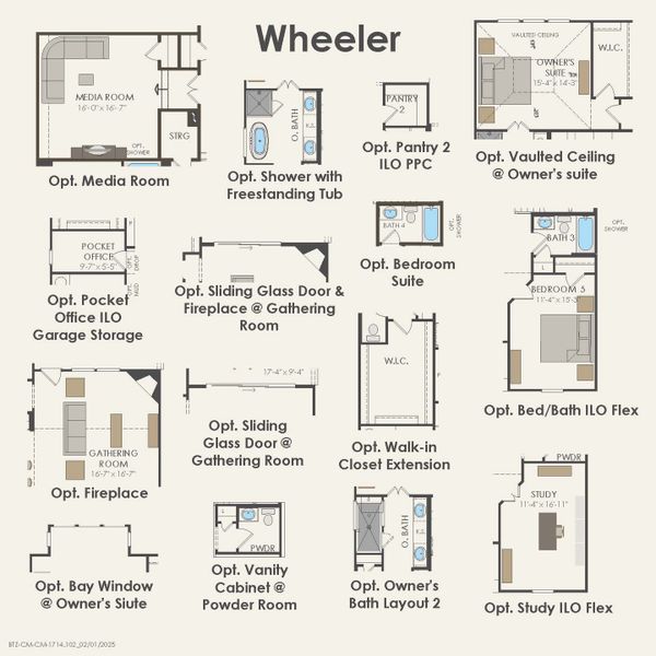 2D floor plan layout for the Wheeler by Pulte Homes in Parks of Village Creek, Burleson, TX (Image 3).