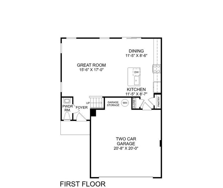 2D floor plan layout for the Sequoia by Ryan Homes in Cameron Ridge 2-Story, Columbia, SC (Image 3).