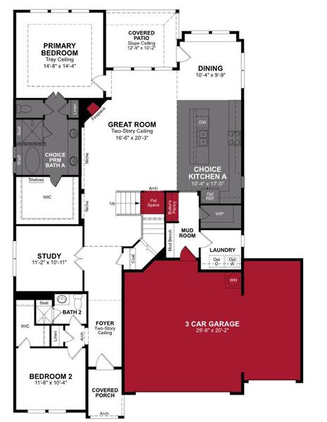 2D floor plan layout of this home in Woodcreek, Fate, TX (Image 2).