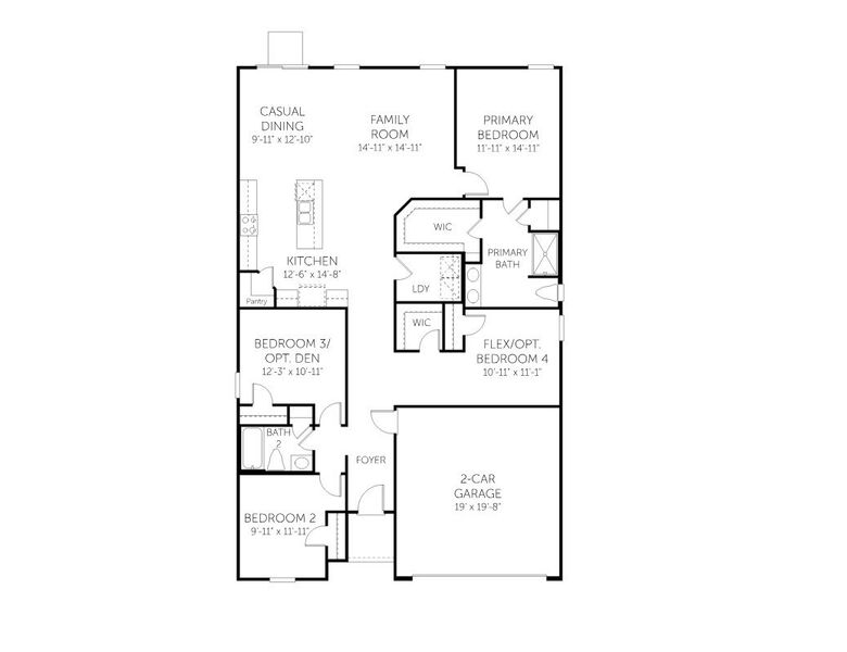 2D floor plan layout for the Venture - Single Family Homes by Dream Finders Homes in Enclave at The Settlement, Simpsonville, SC (Image 3).