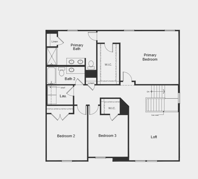 2D floor plan layout for the Plan 2338 Modeled by KB Home in Elyse Meadows, Lillington, NC (Image 5).